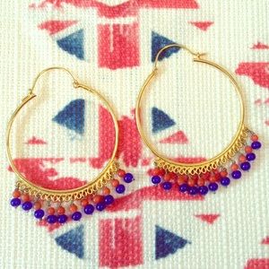 Vintage Gold Beaded Hoop Earring